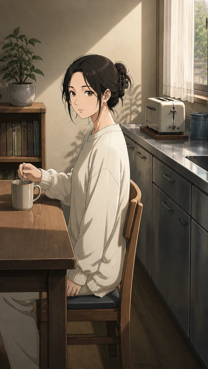 她攪咖啡的手停住半拍